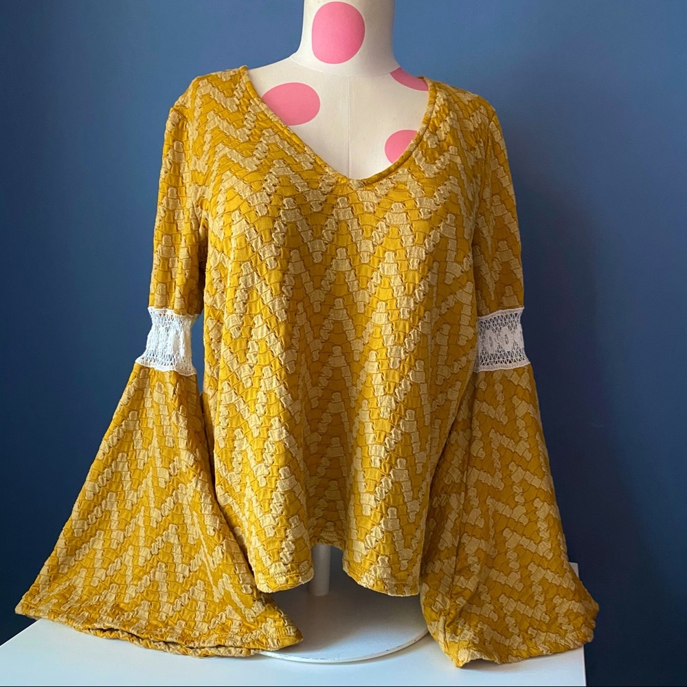 ALTAR’D STATE Mustard Yellow Long Bell Sleeve SMA